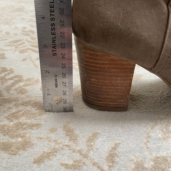 Grey/Brown Faux Suede Heeled Booties - Picture 4 of 4